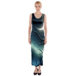 Moon Moonlit Forest Fantasy Midnight Fitted Maxi Dress