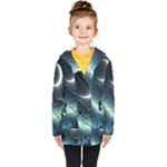 Moon Moonlit Forest Fantasy Midnight Kids  Double Breasted Button Coat