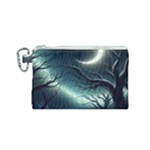 Moon Moonlit Forest Fantasy Midnight Canvas Cosmetic Bag (Small)