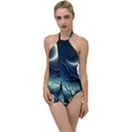 Moon Moonlit Forest Fantasy Midnight Go with the Flow One Piece Swimsuit