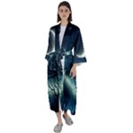 Moon Moonlit Forest Fantasy Midnight Maxi Satin Kimono