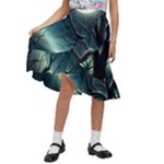 Moon Moonlit Forest Fantasy Midnight Kids  Ruffle Flared Wrap Midi Skirt