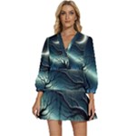 Moon Moonlit Forest Fantasy Midnight V-Neck Placket Mini Dress