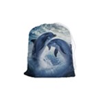 Dolphins Sea Ocean Water Drawstring Pouch (Medium)