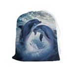Dolphins Sea Ocean Water Drawstring Pouch (XL)