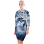 Dolphins Sea Ocean Water Quarter Sleeve Hood Bodycon Dress
