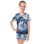 Dolphins Sea Ocean Water Kids  Mesh T-Shirt and Shorts Set