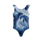 Dolphins Sea Ocean Water Kids  Frill Swimsuit