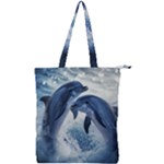 Dolphins Sea Ocean Water Double Zip Up Tote Bag