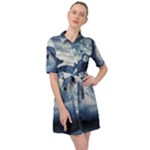 Dolphins Sea Ocean Water Belted Shirt Dress