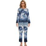 Dolphins Sea Ocean Water Womens  Long Sleeve Lightweight Pajamas Set