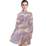 Silk Waves Abstract Long Sleeve Chiffon Shirt Dress