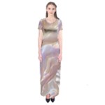 Silk Waves Abstract Short Sleeve Maxi Dress