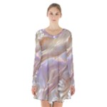 Silk Waves Abstract Long Sleeve Velvet V-neck Dress