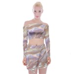 Silk Waves Abstract Off Shoulder Top with Mini Skirt Set