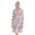 Silk Waves Abstract Long Sleeve Velvet Front Wrap Dress