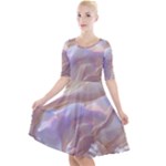 Silk Waves Abstract Quarter Sleeve A-Line Dress
