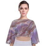 Silk Waves Abstract Tie Back Butterfly Sleeve Chiffon Top