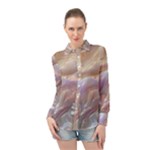Silk Waves Abstract Long Sleeve Chiffon Shirt