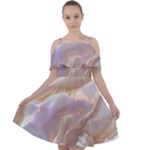 Silk Waves Abstract Cut Out Shoulders Chiffon Dress