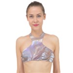 Silk Waves Abstract High Neck Bikini Top