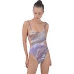 Silk Waves Abstract Tie Strap One Piece Swimsuit