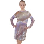 Silk Waves Abstract Long Sleeve Hoodie Dress