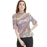 Silk Waves Abstract Frill Neck Blouse