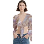 Silk Waves Abstract Trumpet Sleeve Cropped Top