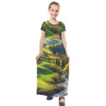 Countryside Landscape Nature Kids  Short Sleeve Maxi Dress