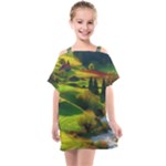 Countryside Landscape Nature Kids  One Piece Chiffon Dress