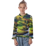 Countryside Landscape Nature Kids  Frill Detail T-Shirt