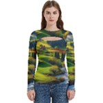 Countryside Landscape Nature Women s Cut Out Long Sleeve T-Shirt