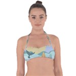Beach Sea Surfboards Water Sand Drawing  Boho Bohemian Nature Tie Back Bikini Top
