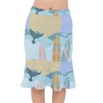 Beach Sea Surfboards Water Sand Drawing  Boho Bohemian Nature Short Mermaid Skirt