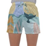 Beach Sea Surfboards Water Sand Drawing  Boho Bohemian Nature Sleepwear Shorts