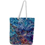 Kaleidoscopic currents Full Print Rope Handle Tote (Large)