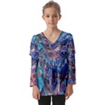 Kaleidoscopic currents Kids  V Neck Casual Top