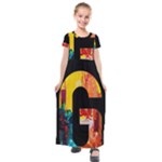 Abstract, Dark Background, Black, Typography,g Kids  Short Sleeve Maxi Dress