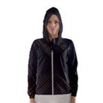 Black Background With Gold Lines Women s Hooded Windbreaker