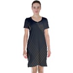 Black Background With Gold Lines Short Sleeve Nightdress