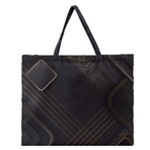 Black Background With Gold Lines Zipper Large Tote Bag