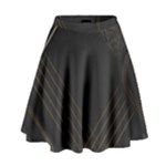 Black Background With Gold Lines High Waist Skirt