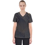 Black Background With Gold Lines Women s V-Neck Scrub Top