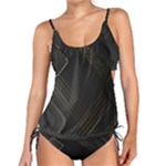 Black Background With Gold Lines Tankini Set