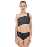Black Background With Gold Lines Spliced Up Two Piece Swimsuit