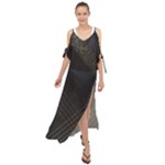 Black Background With Gold Lines Maxi Chiffon Cover Up Dress