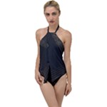 Black Background With Gold Lines Go with the Flow One Piece Swimsuit