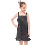 Black Background With Gold Lines Kids  Overall Dress