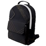 Black Background With Gold Lines Flap Pocket Backpack (Small)